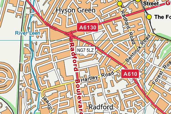 NG7 5LZ map - OS VectorMap District (Ordnance Survey) NG7 5LZ map - OS VectorMap District (Ordnance Survey)