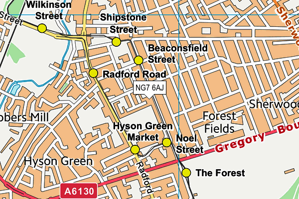 NG7 6AJ map - OS VectorMap District (Ordnance Survey) NG7 6AJ map - OS VectorMap District (Ordnance Survey)