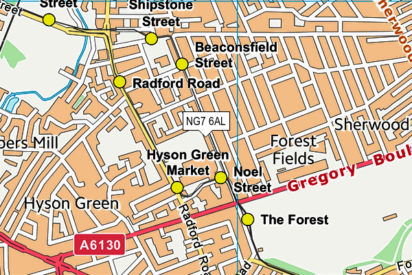 NG7 6AL map - OS VectorMap District (Ordnance Survey) NG7 6AL map - OS VectorMap District (Ordnance Survey)