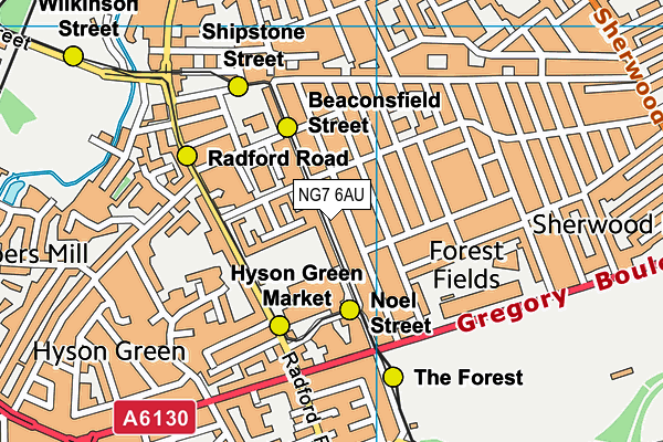 NG7 6AU map - OS VectorMap District (Ordnance Survey) NG7 6AU map - OS VectorMap District (Ordnance Survey)