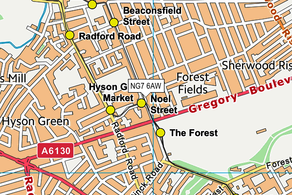 NG7 6AW map - OS VectorMap District (Ordnance Survey) NG7 6AW map - OS VectorMap District (Ordnance Survey)