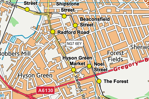 NG7 6EY map - OS VectorMap District (Ordnance Survey) NG7 6EY map - OS VectorMap District (Ordnance Survey)