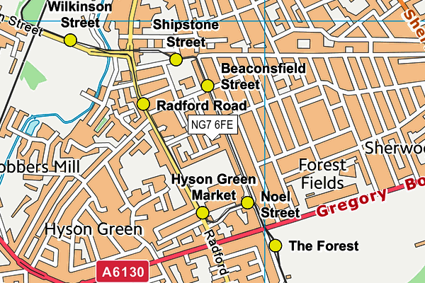 NG7 6FE map - OS VectorMap District (Ordnance Survey) NG7 6FE map - OS VectorMap District (Ordnance Survey)