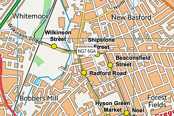 NG7 6GA map - OS VectorMap District (Ordnance Survey) NG7 6GA map - OS VectorMap District (Ordnance Survey)