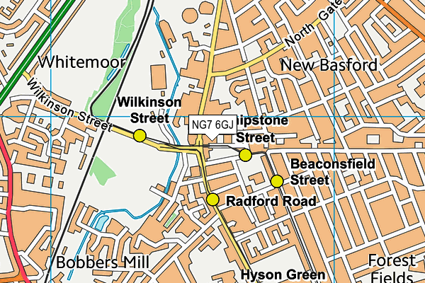 NG7 6GJ map - OS VectorMap District (Ordnance Survey) NG7 6GJ map - OS VectorMap District (Ordnance Survey)