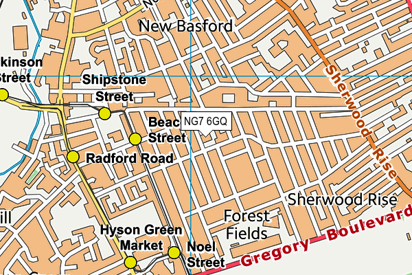 NG7 6GQ map - OS VectorMap District (Ordnance Survey) NG7 6GQ map - OS VectorMap District (Ordnance Survey)
