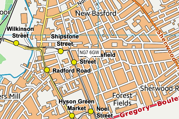 NG7 6GW map - OS VectorMap District (Ordnance Survey) NG7 6GW map - OS VectorMap District (Ordnance Survey)