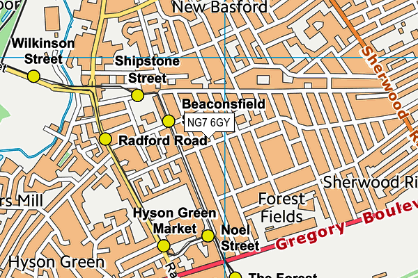 NG7 6GY map - OS VectorMap District (Ordnance Survey) NG7 6GY map - OS VectorMap District (Ordnance Survey)