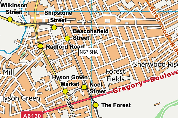 NG7 6HA map - OS VectorMap District (Ordnance Survey) NG7 6HA map - OS VectorMap District (Ordnance Survey)