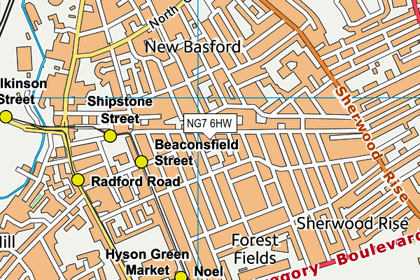 NG7 6HW map - OS VectorMap District (Ordnance Survey) NG7 6HW map - OS VectorMap District (Ordnance Survey)
