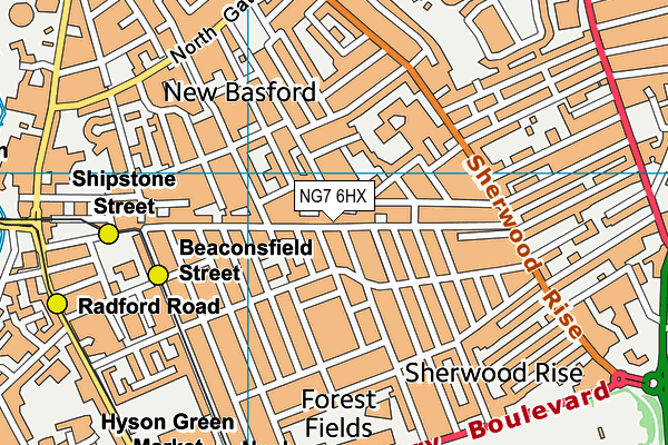 NG7 6HX map - OS VectorMap District (Ordnance Survey) NG7 6HX map - OS VectorMap District (Ordnance Survey)
