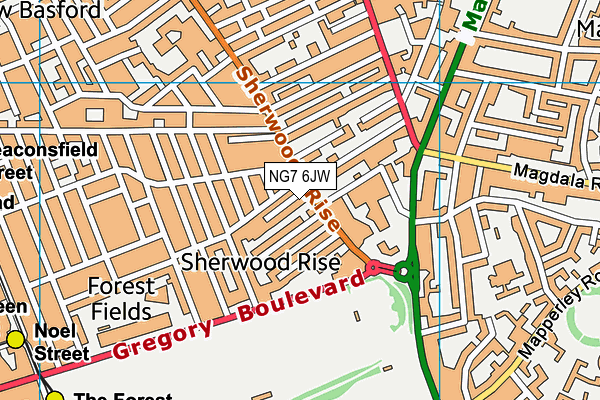 NG7 6JW map - OS VectorMap District (Ordnance Survey) NG7 6JW map - OS VectorMap District (Ordnance Survey)