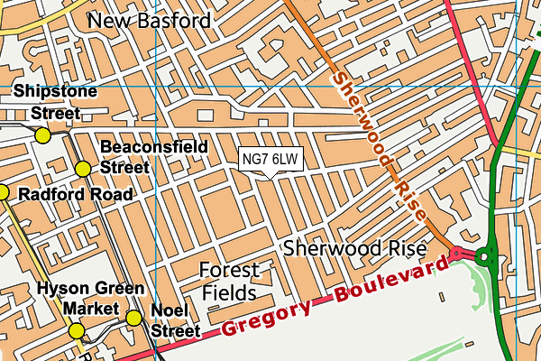NG7 6LW map - OS VectorMap District (Ordnance Survey) NG7 6LW map - OS VectorMap District (Ordnance Survey)