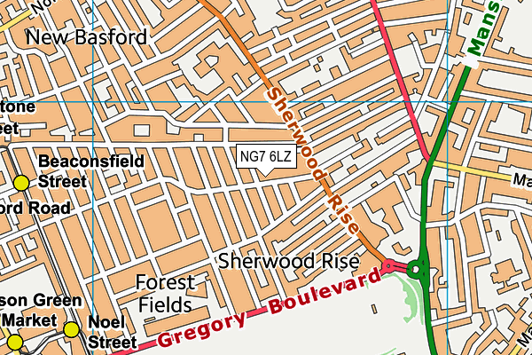 NG7 6LZ map - OS VectorMap District (Ordnance Survey) NG7 6LZ map - OS VectorMap District (Ordnance Survey)