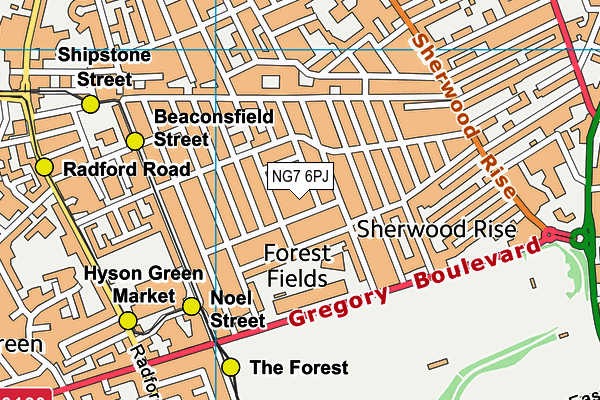 NG7 6PJ map - OS VectorMap District (Ordnance Survey) NG7 6PJ map - OS VectorMap District (Ordnance Survey)