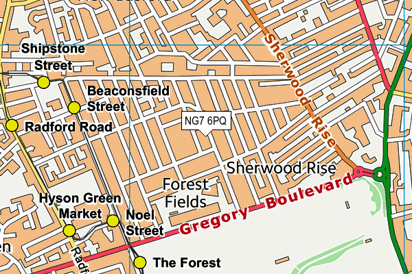 NG7 6PQ map - OS VectorMap District (Ordnance Survey) NG7 6PQ map - OS VectorMap District (Ordnance Survey)