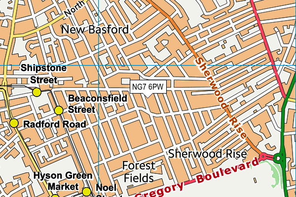 NG7 6PW map - OS VectorMap District (Ordnance Survey) NG7 6PW map - OS VectorMap District (Ordnance Survey)