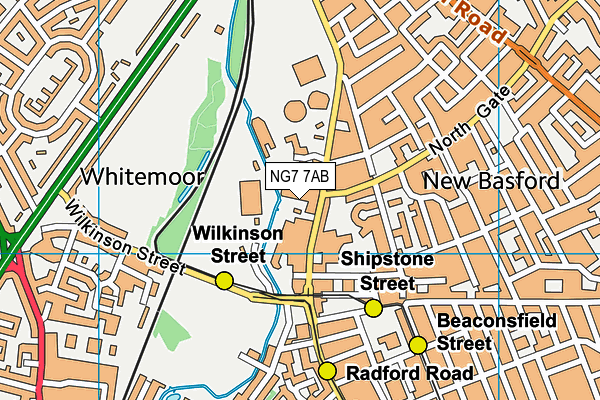 NG7 7AB map - OS VectorMap District (Ordnance Survey) NG7 7AB map - OS VectorMap District (Ordnance Survey)