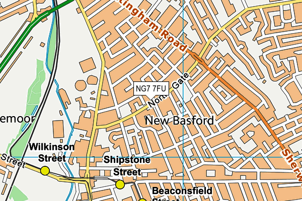 NG7 7FU map - OS VectorMap District (Ordnance Survey) NG7 7FU map - OS VectorMap District (Ordnance Survey)