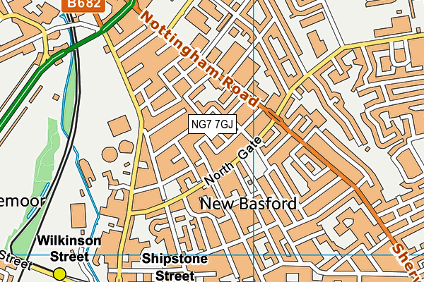 NG7 7GJ map - OS VectorMap District (Ordnance Survey) NG7 7GJ map - OS VectorMap District (Ordnance Survey)