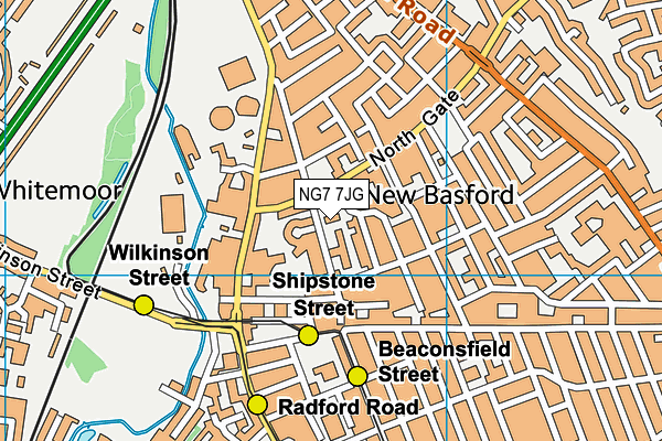 NG7 7JG map - OS VectorMap District (Ordnance Survey) NG7 7JG map - OS VectorMap District (Ordnance Survey)