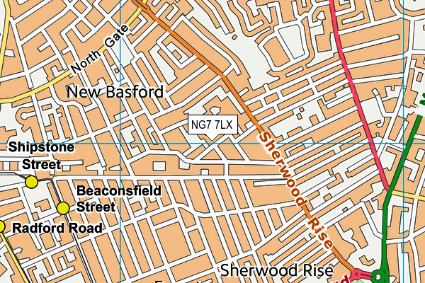 NG7 7LX map - OS VectorMap District (Ordnance Survey) NG7 7LX map - OS VectorMap District (Ordnance Survey)