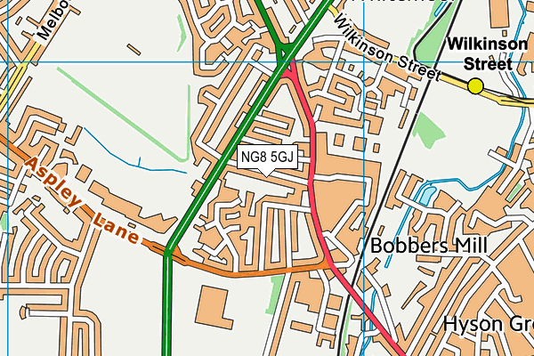 NG8 5GJ map - OS VectorMap District (Ordnance Survey) NG8 5GJ map - OS VectorMap District (Ordnance Survey)