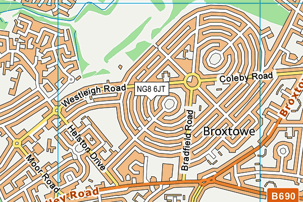 NG8 6JT map - OS VectorMap District (Ordnance Survey) NG8 6JT map - OS VectorMap District (Ordnance Survey)