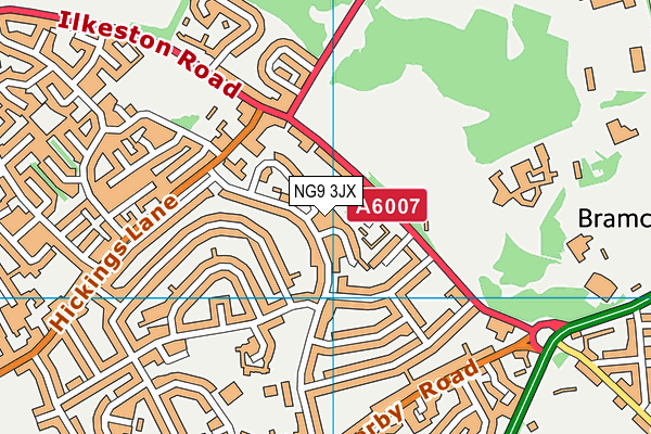 NG9 3JX map - OS VectorMap District (Ordnance Survey) NG9 3JX map - OS VectorMap District (Ordnance Survey)