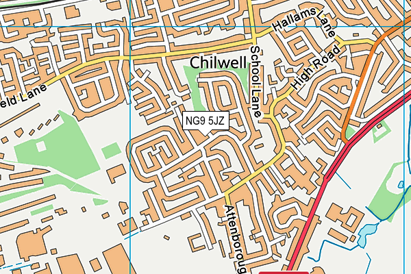 NG9 5JZ map - OS VectorMap District (Ordnance Survey) NG9 5JZ map - OS VectorMap District (Ordnance Survey)