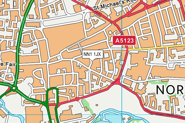 NN1 1JX map - OS VectorMap District (Ordnance Survey)