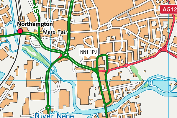 NN1 1PJ map - OS VectorMap District (Ordnance Survey)