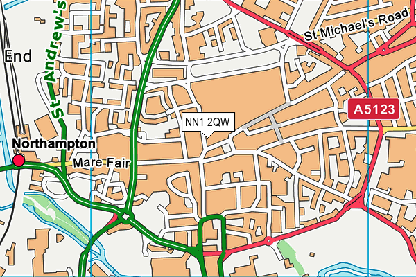 NN1 2QW map - OS VectorMap District (Ordnance Survey) NN1 2QW map - OS VectorMap District (Ordnance Survey)
