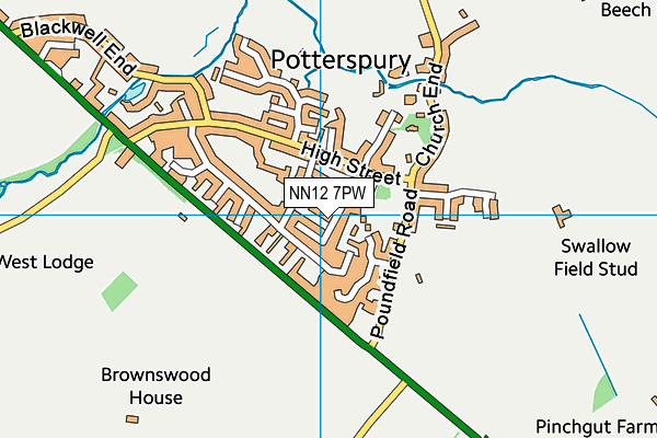 NN12 7PW map - OS VectorMap District (Ordnance Survey)