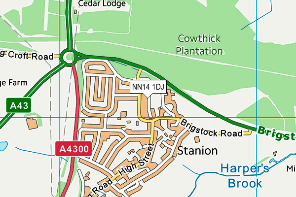 NN14 1DJ map - OS VectorMap District (Ordnance Survey)
