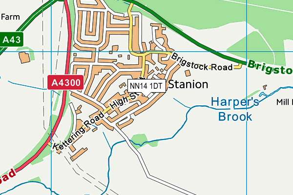 NN14 1DT map - OS VectorMap District (Ordnance Survey)