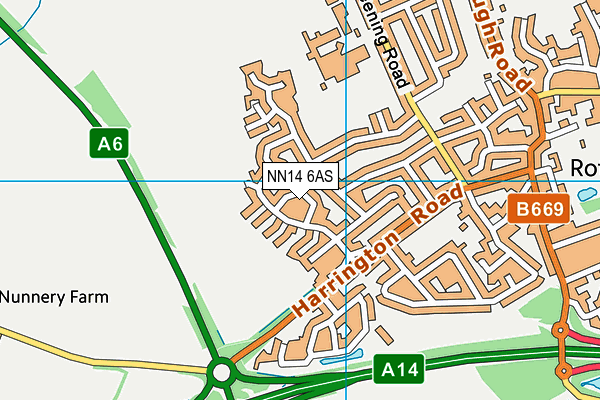 NN14 6AS map - OS VectorMap District (Ordnance Survey)
