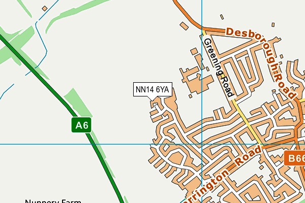 NN14 6YA map - OS VectorMap District (Ordnance Survey)