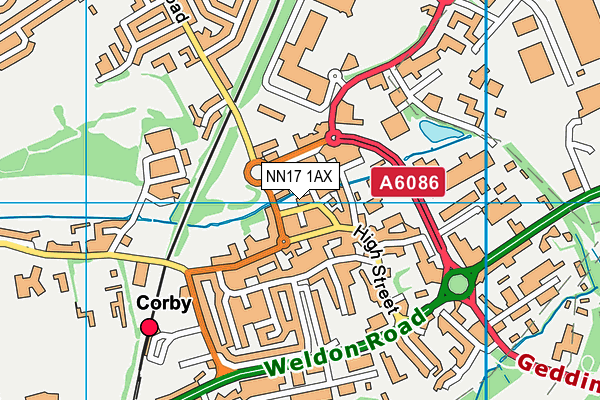 NN17 1AX map - OS VectorMap District (Ordnance Survey)