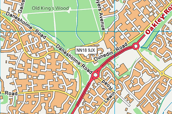 NN18 9JX map - OS VectorMap District (Ordnance Survey)
