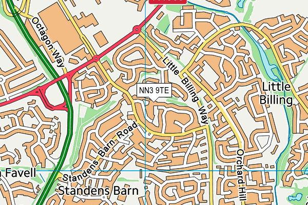 NN3 9TE map - OS VectorMap District (Ordnance Survey)
