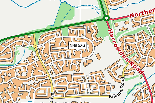 NN8 5XG map - OS VectorMap District (Ordnance Survey)