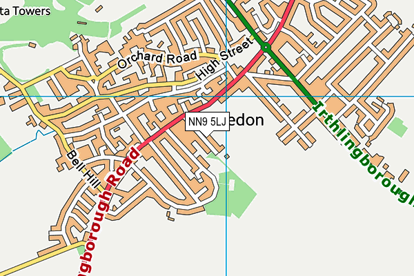 NN9 5LJ map - OS VectorMap District (Ordnance Survey)