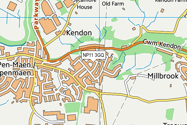 NP11 3GQ map - OS VectorMap District (Ordnance Survey)