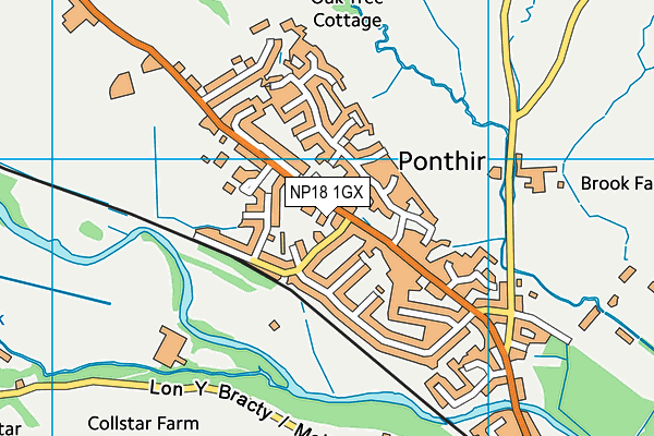 NP18 1GX map - OS VectorMap District (Ordnance Survey) NP18 1GX map - OS VectorMap District (Ordnance Survey)
