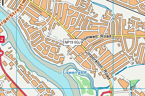 NP19 0GJ map - OS VectorMap District (Ordnance Survey)