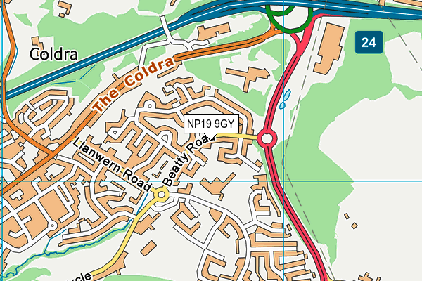 NP19 9GY map - OS VectorMap District (Ordnance Survey) NP19 9GY map - OS VectorMap District (Ordnance Survey)