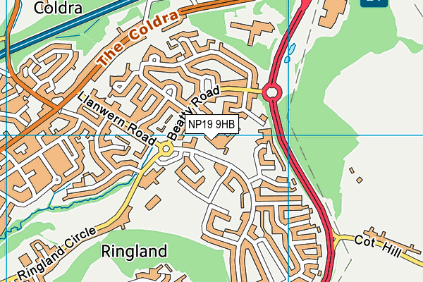 NP19 9HB map - OS VectorMap District (Ordnance Survey) NP19 9HB map - OS VectorMap District (Ordnance Survey)