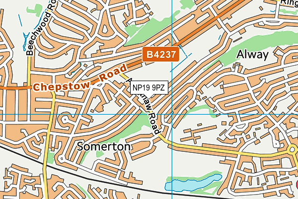 NP19 9PZ map - OS VectorMap District (Ordnance Survey) NP19 9PZ map - OS VectorMap District (Ordnance Survey)