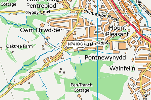 NP4 0XG map - OS VectorMap District (Ordnance Survey)